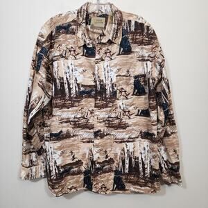 Vintage outdoor life field tested duck hunting print long sleeve shirt men's XL